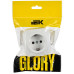 GLORY Розетка 1-местная для открытой установки с заземлением без защитных шторок 16А РС20-3-ХБм белый матовый IEK