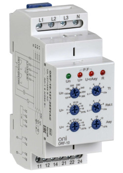 Реле контроля фаз ORF-10 3 фазы 2 контакта 127-265В AC с контролем нейтрали ONI