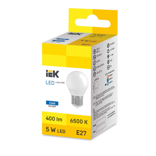 LED Globe G45 5W 6500K E27 IEK