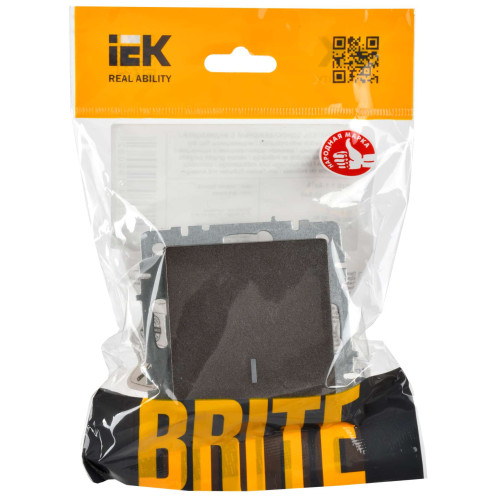 BRITE Выключатель 1-клавишный с индикацией 10А ВС10-1-1-БрТБ темная бронза IEK