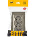 BRITE Розетка 2-местная без заземления с защитными шторками 10А в сборе РСш12-2-БрШ шампань IEK