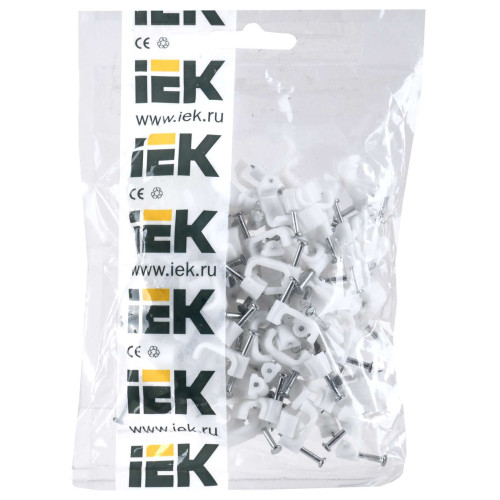 Скоба 12мм плоская пластиковая (100шт) IEK
