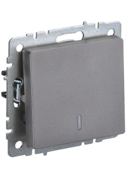 BRITE Выключатель 1-клавишный с индикацией 10А ВС10-1-1-БрС сталь IEK