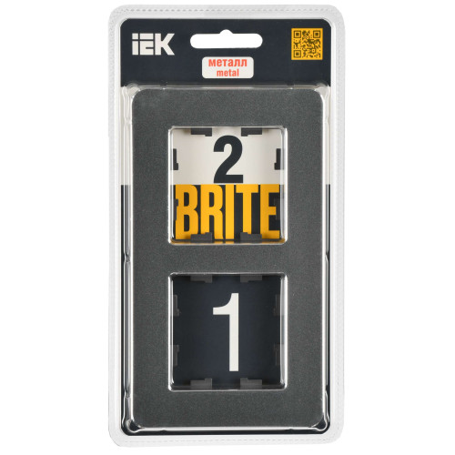 BRITE Рамка 2-местная РУ-2-1-Бр металл титан RE IEK