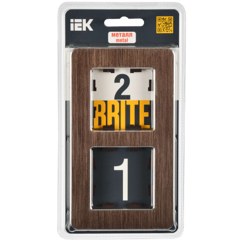 BRITE Рамка 2-местная РУ-2-1-Бр металл коричневый RE AL IEK