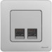 INSPIRIA Розетка компьютерная двойная RJ45 категория 6 UTP алюминий