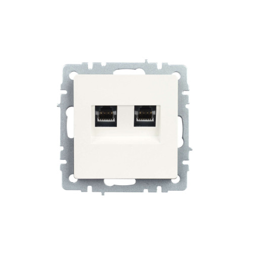 BRITE Розетка двойная RJ11+RJ45 кат.5E РК/Т12-БрЖ жемчуг IEK