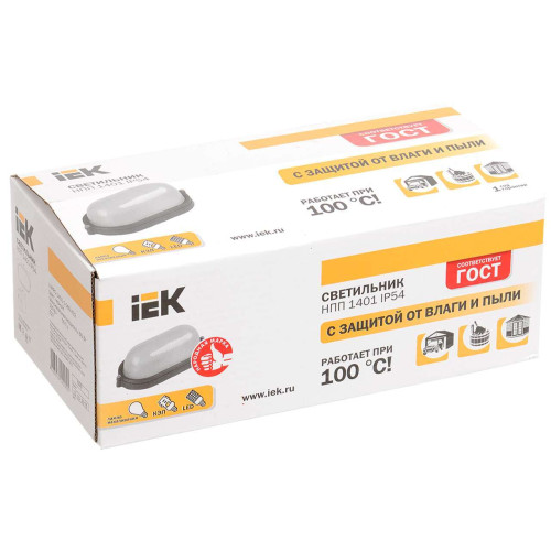 Светильник НПП1201 овал 100Вт IP54 черный IEK
