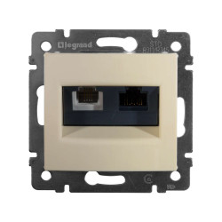 VALENA Розетка двойная RJ11+RJ45 кат.5E UTPслоновая кость