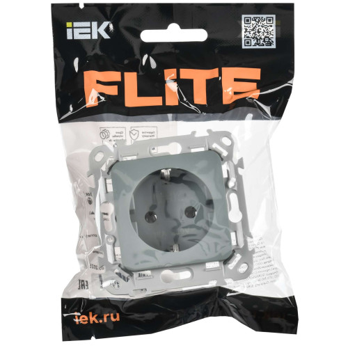 FLITE Розетка с заземлением без защитных шторок безвинтовое крепление 16А РС11-1-ФлС серый IEK FLITE Розетка с заземлением без защитных шторок безвинтовое крепление 16А РС11-1-ФлС серый IEK
