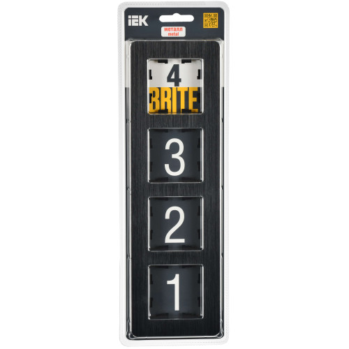 BRITE Рамка 4-местная РУ-4-1-Бр металл черный RE AL IEK