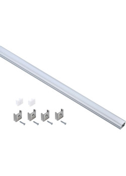 Профиль алюминиевый для светодиодной ленты 1712 накладной прямоугольный 2м с комплектом аксессуаров (опал) IEK