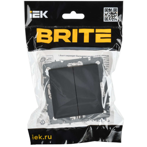 BRITE Выключатель 2-клавишный перекрестный 10А ВС10-2-3-БрГ графит IEK