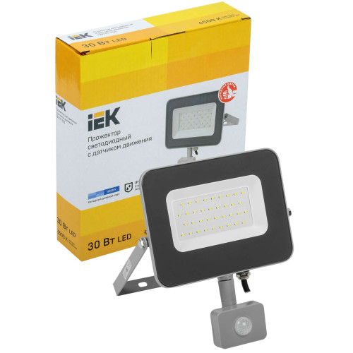 Прожектор светодиодный СДО 07-30Д с датчиком движения IP54 серый IEK
