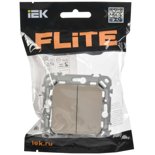 FLITE Выключатель 2-клавишный 10А ВС12-1-0-ФлЛ льняной IEK