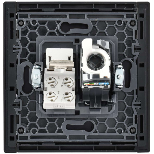 FORTE&PIANO Розетка двойная RJ11+RJ45 кат.5E FP635M металл шампань IEK