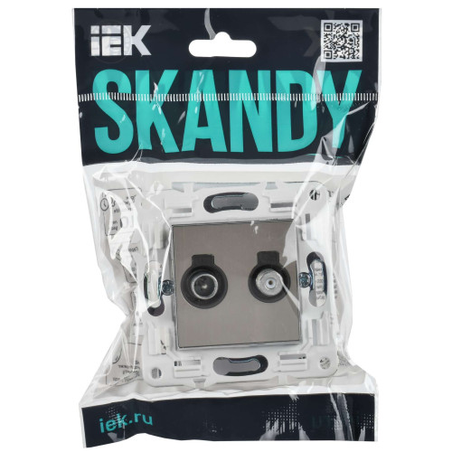 SKANDY Розетка двойная TV+SAT SK-A13N металл никель IEK