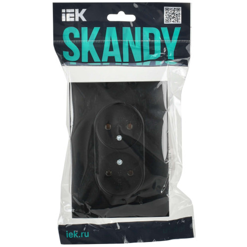 SKANDY Розетка 2-местная без заземления без защитных шторок 10А в сборе SK-R10Bl черный IEK