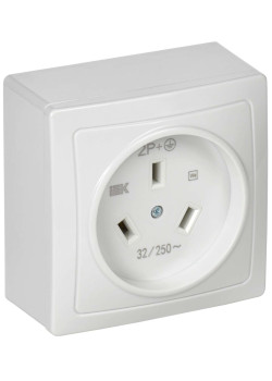Розетка разборная для плиты с заземлением открытая установка 32А Рпл10-К белая IEK