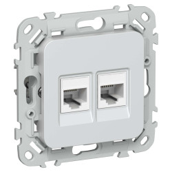 FLITE Розетка 2-местная RJ45/RJ11 категория 5Е/3 UTP РКТ5е/3-2-0-ФлЖ жемчуг IEK