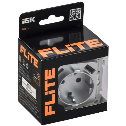 FLITE Розетка 1-местная с заземлением с защитными шторками 16А с USB A+C 20Вт безвинтовое крепление РСЮшс11-1-ФлА алюминий IEK