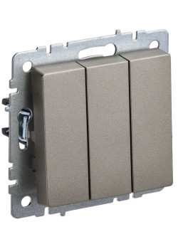 BRITE Выключатель 3-клавишный 10А ВС10-3-0-БрШ шампань IEK