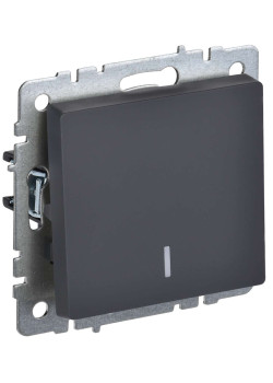 BRITE Выключатель 1-клавишный с индикацией 10А ВС10-1-1-БрГ графит IEK