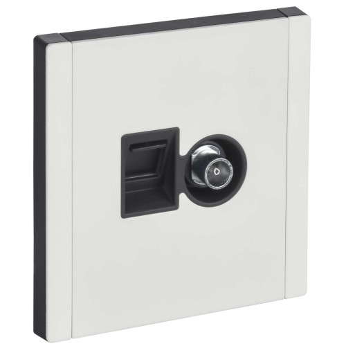 FORTE&PIANO Розетка двойная TV+RJ45 кат.5E FP236M металл белый IEK