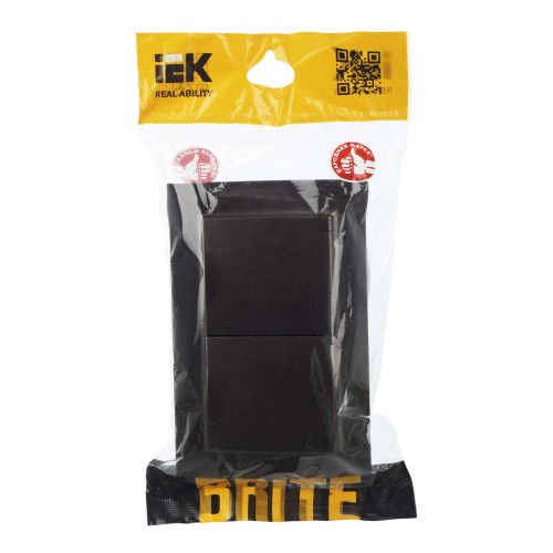 BRITE Розетка 2-местная с заземлением с защитными шторками и крышкой 16А в сборе IP44 РСбш12-3-44-БрТБ темная бронза IEK