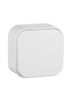 QUTEO Выключатель 1-клавишный для открытой установки самовозвартный 6А безвинтовое крепление белый