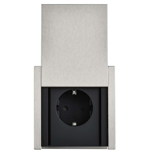 FORTE&PIANO Розетка 1-местная с заземлением с защитными шторками и крышкой винтовое крепление 16А IP44 FP721M металл никель IEK