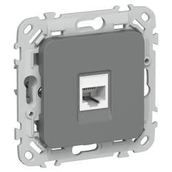 FLITE Розетка компьютерная RJ45 категория 6 UTP РК6-1-0-ФлМА мокрый асфальт IEK