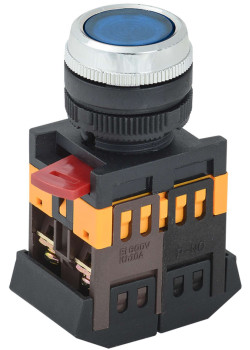 Кнопка ABLFS-22 синий d=22мм неон/240В 1з+1р IEK