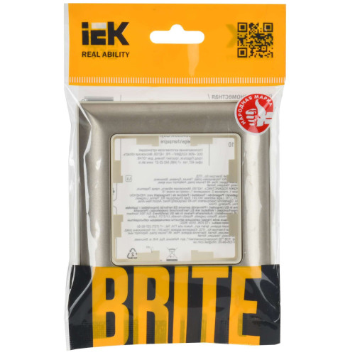 BRITE Рамка 1-местная РУ-1-Бр бежевый/шампань IEK