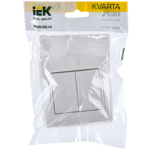 KVARTA Выключатель 2-клавишный 10А IP44 ВС10-2-0-КБ-44 белый IEK
