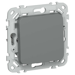 FLITE Выключатель 1-клавишный проходной 10А ВС61-1-0-ФлМА мокрый асфальт IEK