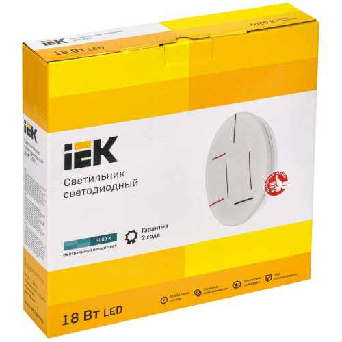 Светильник светодиодный ДПБ 2001 18Вт IP20 4000К круг белый IEK