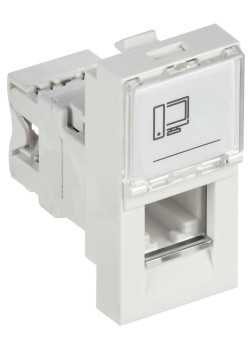Розетка компьютерная РКИ-10-00-П RJ-45 UTP кат.5e (на 1 модуль) ПРАЙМЕР белая IEK