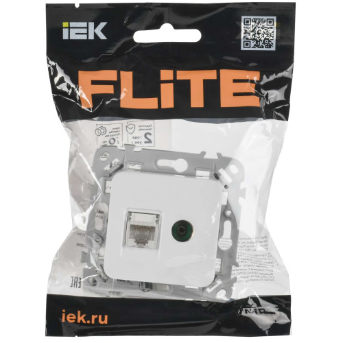 FLITE Розетка 2-местная RJ45/TV категория 5Е UTP РКТВ5е-2-0-ФлБ белый IEK