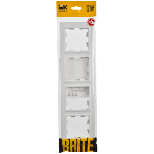 BRITE Рамка 4-местная РУ-4-БрАБ арктический белый IEK