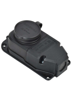 Розетка (колодка) с защитной крышкой 16А IP44 каучук черная GENERICA