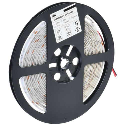Лента светодиодная 5м LSR-2835R60-4,8-IP65-12В IEK