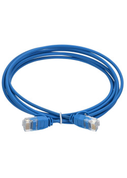 ITK Коммутационный шнур (патч-корд) кат.5E UTP LSZH 2м slim колпачок с язычком синий
