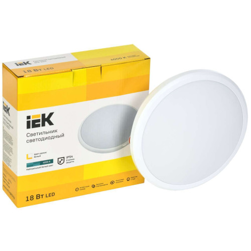 Светильник светодиодный ДПБ 3003 18Вт IP54 4000K круг белый IEK