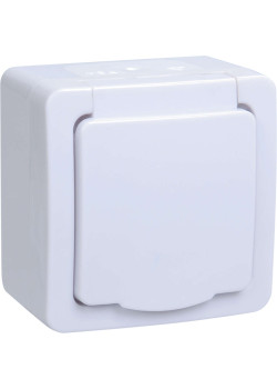 Розетка 1-местная для открытой установки РСб20-3-ГПБб с заземляющим контактом IP54 ГЕРМЕС PLUS (цвет крышки:белый) IEK