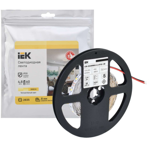 Лента светодиодная 5м LSR-2835WW60-4,8-IP20-12В IEK