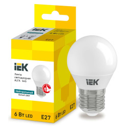 Лампа светодиодная ALFA G45 шар 6Вт 230В 4000К E27 IEK