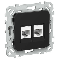 FLITE Розетка 2-местная компьютерная RJ45 категория 6 UTP РК6-2-0-ФлЧ черный IEK