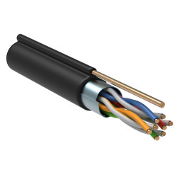 ITK Витая пара F/UTP кат.5E 4х2х24AWG solid LDPE с металлическим тросом 1,2мм черный (305м)