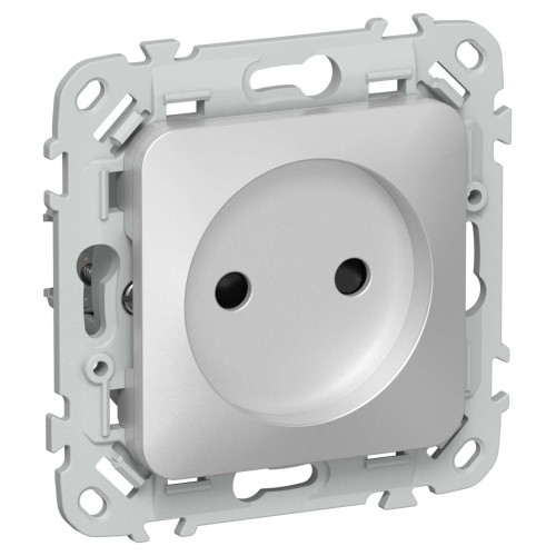 FLITE Розетка без заземления с защитными шторками безвинтовое крепление 10А РСш01-1-ФлА алюминий IEK